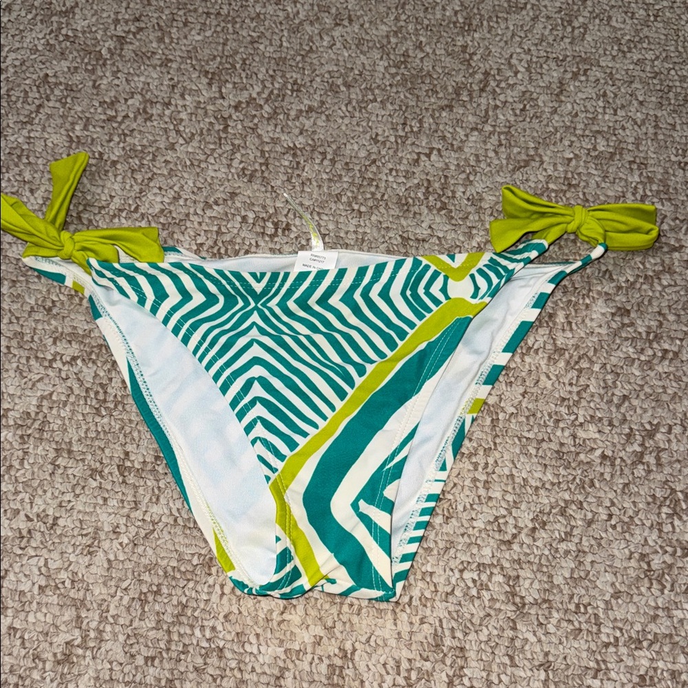 O'Neill Green and White Striped Bikini